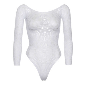 Боді Leg Avenue Snap crotch thong back teddy White M/L. Photo 3