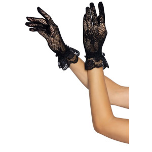 Рукавички Leg Avenue Floral lace wristlength gloves Black. Photo 3