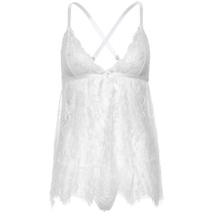 Пеньюар Leg Avenue Floral lace babydoll & string White M. Photo 3