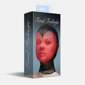 Маска серце сітка із повністю закритим обличчям Feral Feelings - Hearts Mask Black/Red. Photo 2