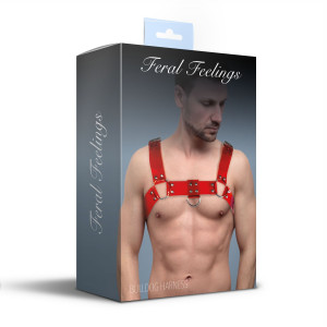Чоловіча портупея на груди Feral Feelings - Bulldog Harness Red Trasparent. Photo 3