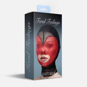 Маска серце сітка з відкритим ротом Feral Feelings - Hearts Mask Black/Red. Photo 2