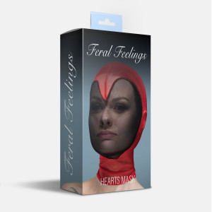 Маска серце сітка із повністю закритим обличчям Feral Feelings - Hearts Mask Red/Black. Photo 2