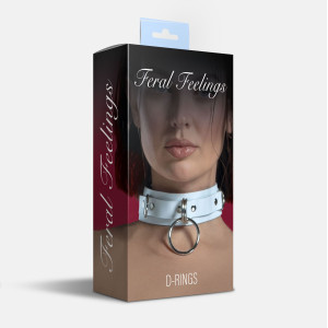 Нашийник для фіксації з натуральної шкіри Feral Feelings - D-Rings White. Photo 2
