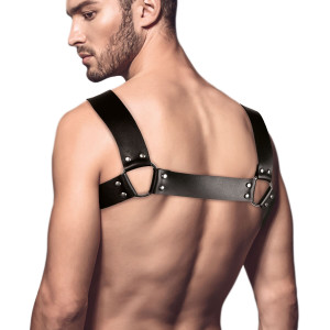 Чоловіча портупея на груди з натуральної шкіри Feral Feelings - Bulldog Harness Black. Photo 2