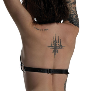 Ліф Серце з натуральної шкіри Feral Feelings - Hearts Bra Black. Photo 3