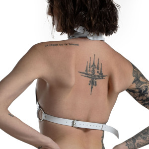 Ліф Серце з натуральної шкіри Feral Feelings - Hearts Bra White. Photo 2