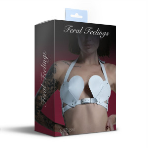 Ліф Серце з натуральної шкіри Feral Feelings - Hearts Bra White. Photo 3