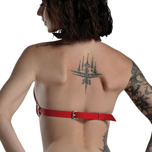 Ліф Серце з натуральної шкіри Feral Feelings - Hearts Bra Red. Photo 3