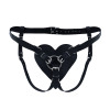 Трусики Серце для страпону з натуральної шкіри Feral Feelings - Hearts Strap-on Belt Black