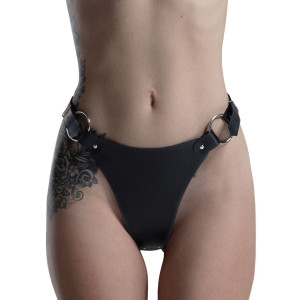 Трусики з натуральної шкіри Feral Feelings - String Bikini Black. Photo 2