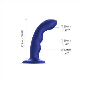 Насадка для страпону з подвійною точковою пульсацією Strap-On-Me TAPPING DILDO WAVE - NIGHT BLUE. Photo 2