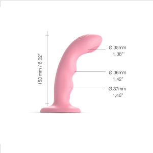 Насадка для страпону з подвійною точковою пульсацією Strap-On-Me TAPPING DILDO WAVE - CORAL PINK. Photo 2