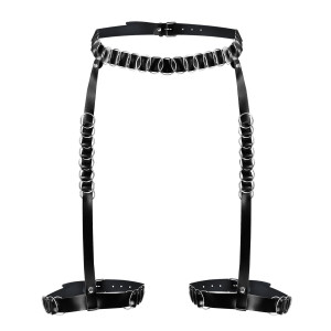 Гартеры украшенные кольцами Art of Sex - Geneva, Натуральная кожа, Размер XS-M. Photo 3