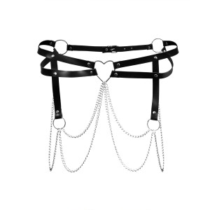 Шкіряний пояс декорований ланцюжками Art of Sex - Becky, розмір XS-M, колір Чорний. Photo 3