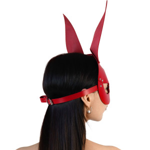 Кожаная маска Зайки Art of Sex - Bunny mask, цвет Красный. Photo 2