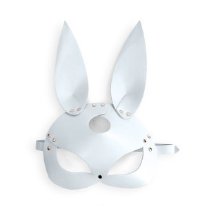 Кожаная маска Зайки Art of Sex - Bunny mask, цвет Белый. Photo 3