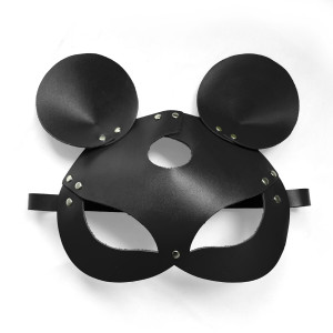 Кожаная маска зайки Art of Sex - Mouse Mask, цвет Черный. Photo 3