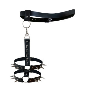 Чоловічі гартери з натуральної шкіри Art of Sex - Serge, колір Чорний, розмір XS-M. Photo 3