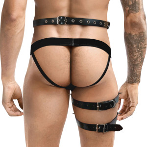 Чоловічі гартери з натуральної шкіри Art of Sex - Serge, колір Чорний, розмір L-2XL. Photo 2