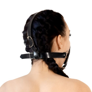 Кляп-маска с пластиковым шаром Art of Sex - Slave, Натуральная кожа, цвет Черный. Photo 2