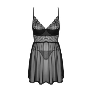 Пеньюар і трусики Obsessive Chemeris babydoll & thong M/L. Photo 3