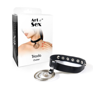 Чокер із натуральної шкіри Art of Sex - Triada, колір чорний. Photo 3