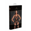 Боді Noir Handmade F242 Tulle body with patterned flock embroidery - L