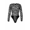 Боді Noir Handmade F296 Psyche bodysuit of lace and wetlook - L