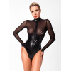 Боді Noir Handmade F321 Edge wetlook and mesh body with rings - XL