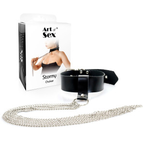 Сексуальний чокер з ланцюгами Art of Sex - Stormy chain and leather. Photo 3