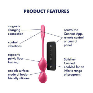 Вагінальні кульки з вібрацією Satisfyer Love Birds 2 Connect App Red. Photo 3