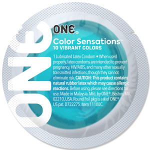 Презерватив ONE Color Sensations - Catch the perfect ONE (Aqua) 1 шт. Photo 2