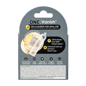 Презервативи ONE Vanish Hyperthin 3 шт, картонна коробка. Photo 2