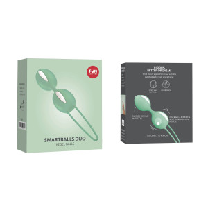Вагінальні кульки Fun Factory SMARTBALLS DUO, фісташково-білі, 2 шт, діаметр 3,2 та 3,6 см. Photo 3