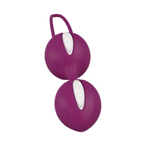 Вагінальні кульки Fun Factory SMARTBALLS DUO, бордово-білі, 2 шт, діаметр 3,2 та 3,6 см. Photo 3