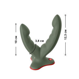 Подвійний фалоімітатор Fun Factory RYDE wild olive, гнучкі стовбури, присоска. Photo 2