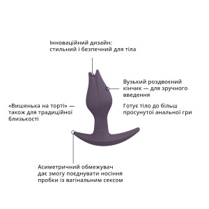 Анальна пробка Fun Factory BOOTIE FEM, фіолетова, у вигляді бутона, діаметр 2,9 см, тонкий обмежувач. Photo 3