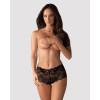 (SALE) Мереживні трусики-шортики Obsessive Idillia shorties black L/XL