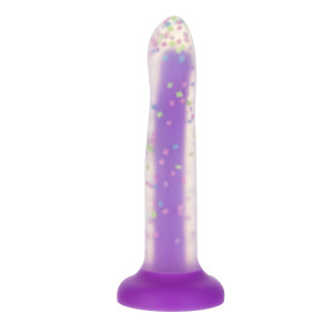 Фалоімітатор, що світиться в темряві, ADDICTION Rave 8″, Glow in the Dark Dildo Purple Confetti, 20,3 см. Photo 2
