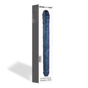 Фалоімітатор подвійний Strap-On-Me DOUBLE DONG REALISTIC DILDO - SNAKY METALLIC COLOR. Photo 3