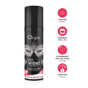 Рідкий вібратор Orgie - Dual Vibe! Strawberry Gin & Tonic Kissable Liquid Vibrator (15 мл). Photo 3