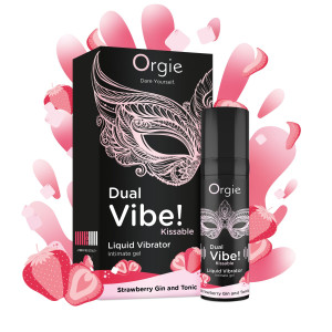 Рідкий вібратор Orgie - Dual Vibe! Strawberry Gin & Tonic Kissable Liquid Vibrator (15 мл). Photo 2