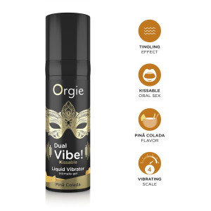 Рідкий вібратор Orgie - Dual Vibe! Pina Colada Kissable Liquid Vibrator (15 мл). Photo 3