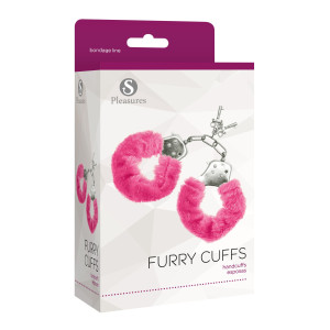 Наручники S Pleasures Furry Cuffs Pink з пухнастим оздобленням, 2 ключі в комплекті. Photo 2