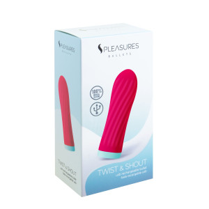 Віброкуля S Pleasures Bullets Twist & Shout Cerise, яскраво-рожева, ребриста поверхня, 10 режимів. Photo 3