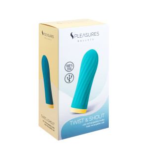 Віброкуля S Pleasures Bullets Twist & Shout Turquoise, бірюзова, ребриста поверхня, 10 режимів. Photo 3