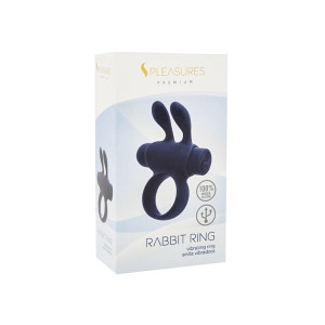 Ерекційне віброкільце S Pleasures Premium Rabbit Ring, чорне, зі знімною віброкулею та вушками. Photo 2