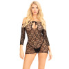 Сукня-сітка з сердечками Leg Avenue Heart net mini dress Black, зав'язки, відкриті плечі, One Size
