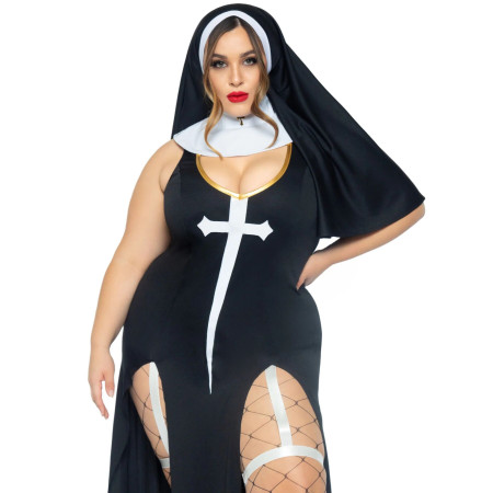 Костюм монашки-грішниці Leg Avenue Sultry Sinner 1X-2X, сукня, головний убір, комір
